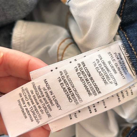 Good American Good Legs Jeans Blue 866 Dark Wash Raw Hem Size 18 EUC - Picture 3 of 11